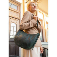 Кожаная женская сумка Круассан зеленая