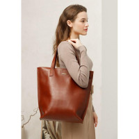 Кожаная женская сумка шоппер D.D. светло-коричневая