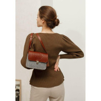 Фетровая женская бохо-сумка Лилу с кожаными коричневыми вставками