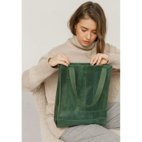 Кожаная женская сумка шоппер Бэтси зеленая