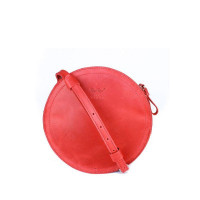 Женская круглая кожаная сумка Amy S красная винтажная